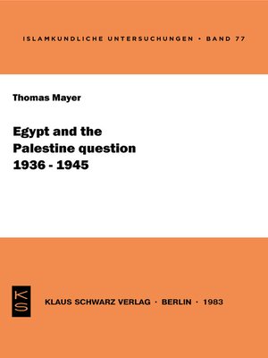 cover image of Egypt and the Palestine question (1936-1945)